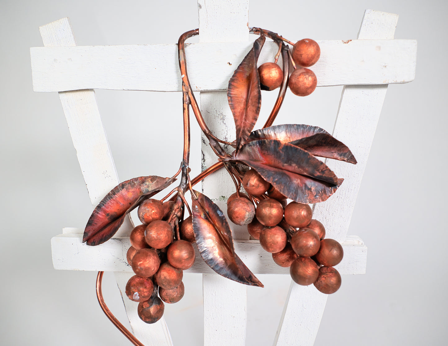 Copper Grape Vines on lattice Board
