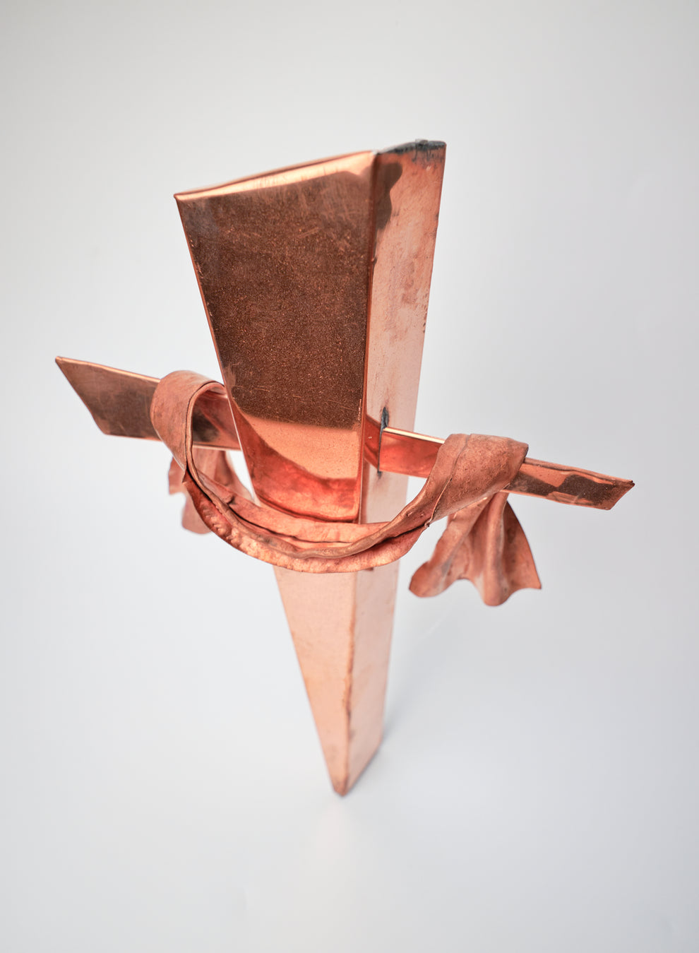 Handcrafted Copper Wall Cross and Draped Cloth, Modern Christian Home ...